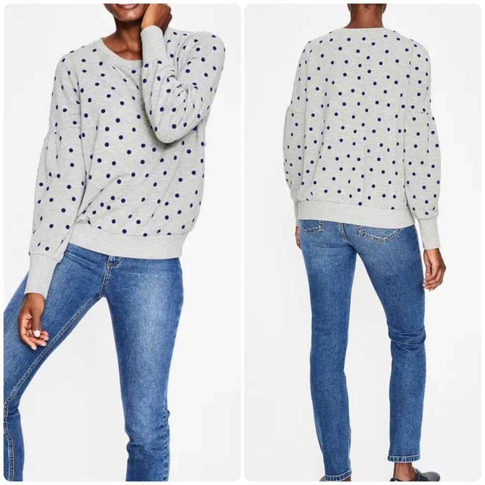 BODEN Renee Gray Polkadot Sweatshirt